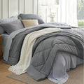 Bedsure King Size Comforter Set - 7 Pieces Reversible Grey Bedding, King Size Bed Set for All Seasons, Bed in a Bag with Down Alternative Comforter, Sheets, Pillowcases & Shams
