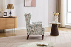 KEIKI Floral Accent Chair for Living Room – Artistic Heritage Look with Natural Wood Base, Statement Upholstered Armchair for Everyday Relaxation