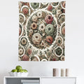Ambesonne Flower Tapestry, Circular Floral Wreath with Greenery Leaves Ornaments Modern Cottagecore, Fabric Wall Hanging Decor for Bedroom Living Room Dorm, 23" X 28", Reseda Green Pale Ruby