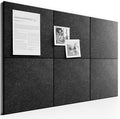 Bumusty Large Cork Board 36" x 24" Alternative - 6 Pack Felt Wall Tiles with 40 Safe Removable Adhesive Tabs, 30 Pushpins, Cork Boards for Walls Pin Board Bulletin Board Office Decor (Charcoal Gray)