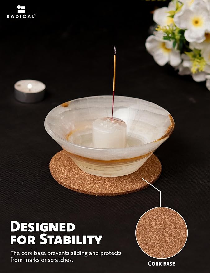 Radicaln Marble Incense Holder for Stick 5.5" Inches Handmade White Onyx Marbles Ashtray for Home Décor, Ideal Palo Santo Holder & Incense Holder Marble for Living Room