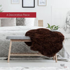 Silky Soft Faux Fur Rug, 5 ft. x 7 ft. Brown Fluffy Rug, Made in France, Sheepskin Area Rug, Shaggy Rug for Living Room, Bedroom, Kid's Room, or Nursery, Home Décor Accent with with Non-Slip Backing