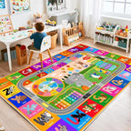 Kids Rugs for Classroom 8' x 10', Kids Educational Area Rugs for Learning ABC Alphabet, Numbers, Colors, Animal Words and Season, Washable Kid Room Rug Play Mat for Playroom Bedroom
