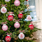 12 Pcs Valentines Day Ball Ornaments - 2.36 Inch Red Pink White Valentines Day Letter Hanging Decorations Buffalo Plaid Balls Ornaments for Tree Valentine's Day Party Supplies Decorations