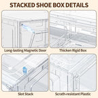 10 Pack XX Large Shoe Organizer, Heavy-Duty Hard Thicken Plastic Clear Stackable Shoe Storage Box Organizer for Closet, Space-Saving Shoe Rack Display Case Bin Containers for Sneakers, Clear