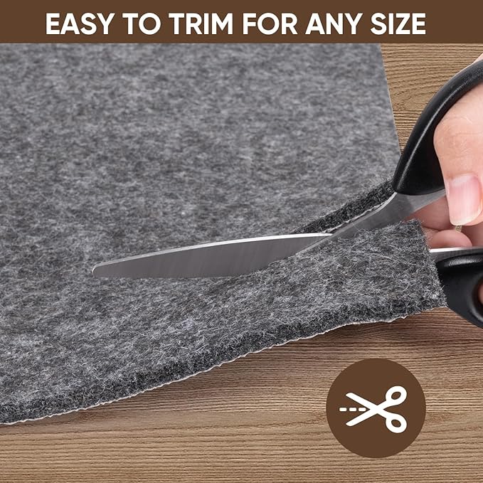 BALEINE Felt Non Slip Rug Pads, Extra Large 1/4" Thick Felt and Rubber Backing, Shock Absorbing Carpet Pad for All Carpets and Hardwood Floors (5x7 Ft)