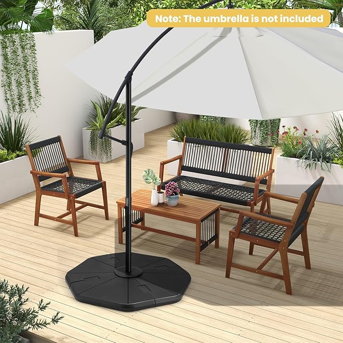 Giantex 208 lbs Offset Patio Umbrella Base, HDPE 4 PCS Cantilever Umbrella Stand, Water Sand Fillable, Heavy Duty Umbrella Weighted Base for Garden Yard Poolside Outdoor Market