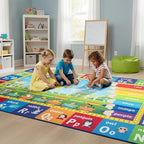 ST. BRIDGE Educational Kids Rug for Playroom 4x6 Feet, Non Slip Play Mat with ABC Alphabet, Numbers & Animals for Toddler Preschool Nursery Classroom, Soft Washable Area Rug for Early Learning