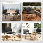 DAICO Modern Accent Chair Waterproof Armless Sling Accent Chairs Comfy Upholstered Side Sitting Chairs with Metal Frame for Living Room Bedroom Balcony Garden, Faux Leather, Black