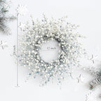 Huashen 24 Inch Spring Front Door Wreath Winter Berry Wreath Metallic Effect Pearl White & Silver Berry Christmas Wreaths for Front Door Wall Window Hanging Christmas Decoration Home Décor