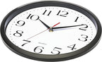 Bernhard Products Black Wall Clocks 2 Pack Silent Non Ticking - 12 Inch Quality Quartz Battery Operated Round Easy to Read Home/Office/Classroom/Business/Kitchen/School Clock