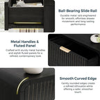 Modern 6 Drawer Dresser for Bedroom, 47" Wide Wood Dressers & Chests of Drawers Curved Profile Design, Mid Century Modern Fluted Dresser for Bedroom, Black Dresser