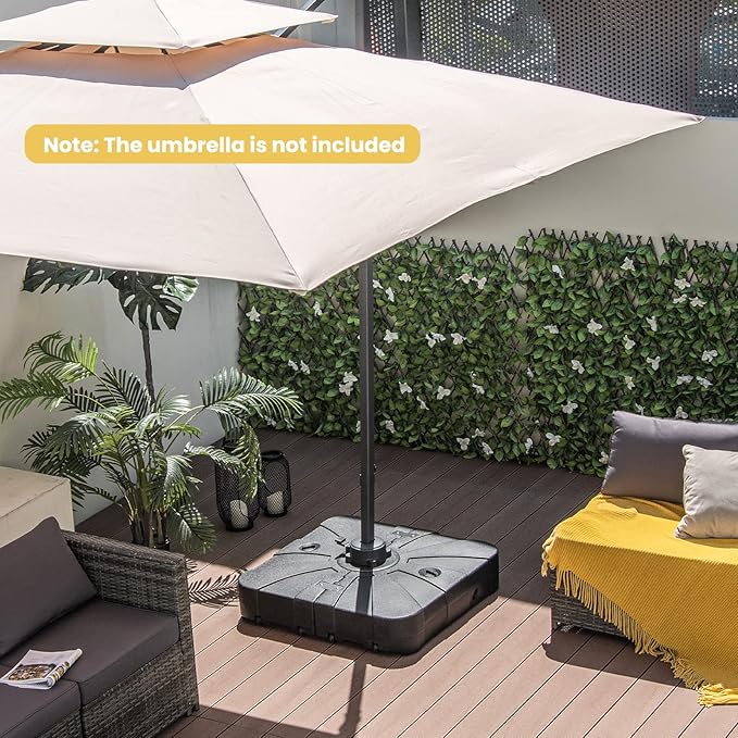 Giantex Cantilever Umbrella Base with Wheels, 243 lbs Water Filled Umbrella Stand for Offset Patio Umbrella, 33.5 inch Heavy Duty Square Offset Umbrella Holder for Deck Garden Poolside