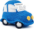 Positive Funny Crochet Car, Emotional Support Mini Handmade Crochet Gift, Inspirational Birthday Gifts for Men Women Friends Boyfriend Dad Coworker, Blue