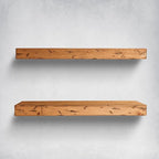 Urbandi Rustic Distressed Floating Shelves, Set of 2, Handmade Out of Pine Wood, 3 Inch Thick, Made in USA (Aged Oak, 48Lx3Hx8D)