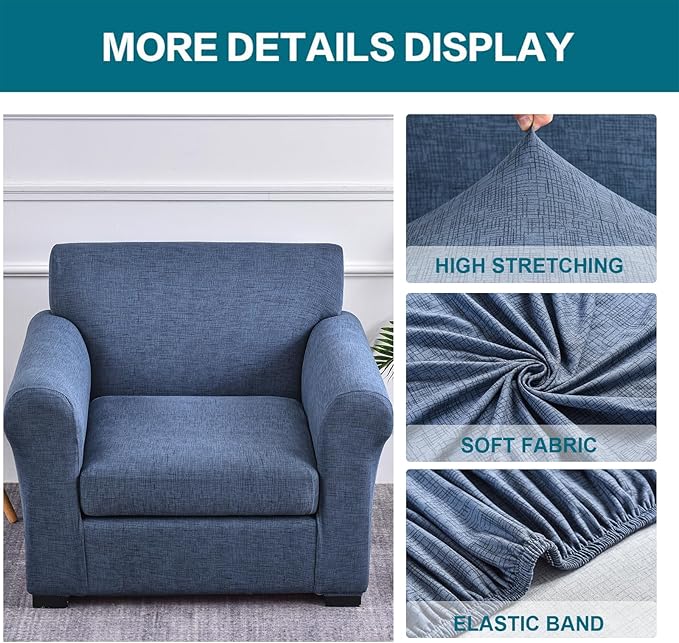 KRFOONN 2 Piece Chair Covers Printed Sofa Covers Couch Covers Washable Armchair Sofa Couch Slipcover Furniture Protector with Elastic Bottom for Living Room (Armchair, A1), Small