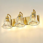 zeyu 3-Light Gold Bathroom Vanity Light with Clear Striped Glass, Modern Brass Vanity Light for Bathroom Mirror, 22 Inch Bathroom Lights Over Mirror, ZJX117B-3W BG