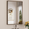 Keonjinn 24 x 36 Inch Bronze Mirror for Bathroom, Stainless Steel Framed Wall Mounted Mirrors, Anti-Rust, HD Tempered Glass, Shatter-Proof, Rectangle Bathroom Vanity Mirror, Modern Style Frame