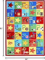 Furnish my Place 745 ABC with Animal ABC Area Rug for Kids | Educational Alphabet | Animals Children Rug | Contemporary Design | Multicolor (4'4"x6'9")
