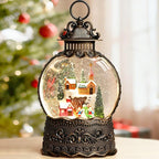 Village Snow Globe Christmas Decorations Indoor Church Snowman Snow Village Scene Gifts Classic Relief Texture Musical Glitter Snowfall USB/Battery Timer Lantern 10.6 inch