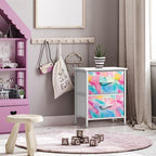 Sorbus Nightstand with 2 Drawers - Kids Bedside Furniture End Table Night Stand - Steel Frame, Wood Top & Easy Pull Fabric Bins - Dresser & Chest for Home, Bedroom Accessories, Office & College Dorm