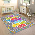 Educational Kids Rug 4x5ft - Alphabet & Numbers Play Mat with Animal Pattern - Non-Slip, Machine Washable Nursery Rug for Toddlers, Playroom & Classroom (Gray)