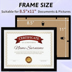 NEXCOVER Diploma Frame Black 6 Pack, 8.5 x 11 Certificate Frame with HD Plexiglass, 8.5 by 11 Picture Frames for Documents, Photos, Posters, Artworks, Horizontal and Vertical Wall Display
