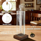 1 Pack HZCPENG Incense Holder, 2 in 1 Incense Burner for Sticks or Backflow Incense, Anti-ash Round Incence-Stick Holder with Wooden Base for Meditation, Yoga, Relaxation, and Home Décor