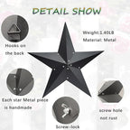 JoyEvy 24" Barn Star-Black Barn Star Outdoor Decoration-Metal Stars for Outside Texas Stars Art Rustic Vintage Western Country Home Farmhouse Primitive House Decor- Primitive Wall Décor