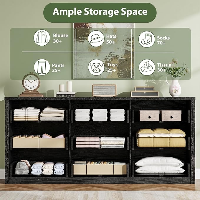 GarveeHome 9 Drawer Dresser for Bedroom, Wide Modern Chest of Drawers, Large Wood Dresser Wooden Storage Organizer for Living Room, Hallway Entryway