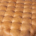 Poly & BARK Turin Ottoman - 40” – Full-Grain Leather Upholstery – Couch Ottoman for Living Room – Vintage Italian Leather in Cognac Tan