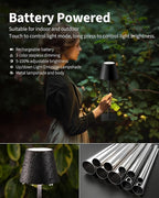 KDG 2 Pack Cordless Table Lamp, Portable LED Desk Lamps, 5000mAh Battery Operated, 3 Color Stepless Dimming Up, for Restaurant, Bedroom, Outdoor Camping, Coffee Shop, Night Light, Rechargeable (Black)