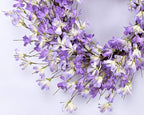 Spring Wreath for Front Door, 24 Inch Purple Forsythia Wreath for Door, Spring Wreath Blossom Cluster Flower Farmhouse on Grapevine for Festival Celebration