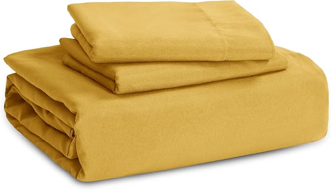 Bedsure Mustard Yellow Duvet Cover Full Size - 3 Pieces Prewashed Extra Soft Cotton-Like Bedding Set, Includes 1 Duvet Cover 80x90 Inches with Zipper Closure & 2 Pillow Shams, Comforter Not Included