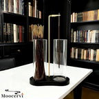 Glass Incense Holder, Black Incense Sticks Burner Holder with Storage,Hang Upside Down Incense Holder for Sticks with Glass Ash Catcher for Meditation Yoga Spa Room Decor (Black)