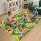 Kids Car Rug Play Mat, Kids Road Car Play Rug for Toy Cars, Educational Town City Map Carpet Vehicle Mat for Boy Playroom Bedroom, Non Slip Car Track Rugs for Kid Baby Children (60"X36", A)