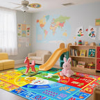 5x7 Kids Rug for Classroom & Playroom - ABC Alphabet Educational Area Rug with Animals Numbers & Colors - Non-Slip Carpet Playmat for Nursery Preschool Elementary