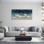 Art Hand-Painted Blue Ocean Beach Landscape Oil Painting Large Abstract Canvas Art Home Wall Decoration 24x48 inches