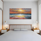 Art Sea Sunset Landscape Modern Abstract Oil Painting Oil on Canvas Wall Art Decoration 30x60 inches