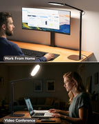 Led Desk Lamps for Home Office with Base, Tall Desk Lamp with 50 Light Modes & Memory and Timer Func Computer Light, Flexible Adjustable Table Lamps for Video Conference, Architect or Study