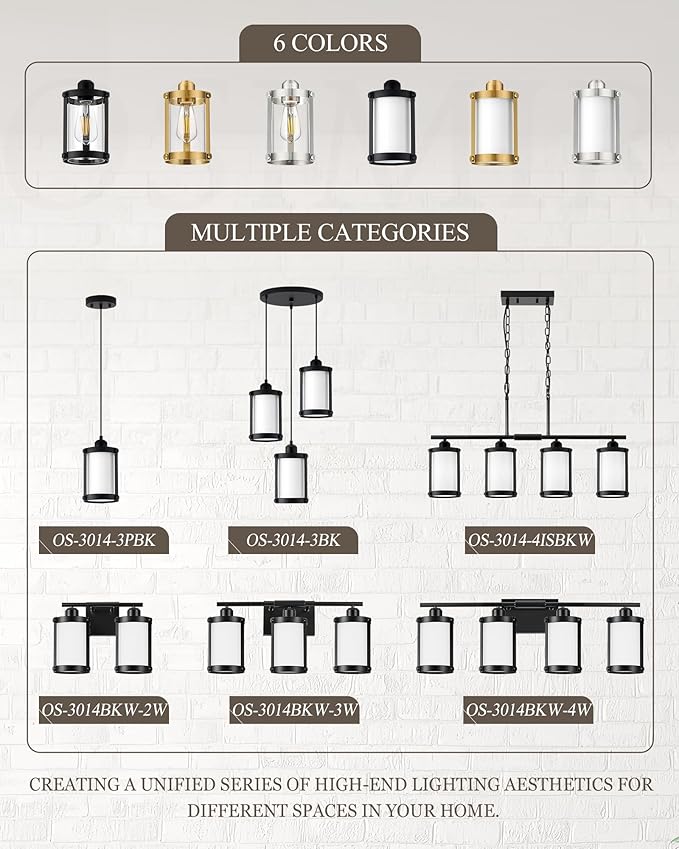 3-Light Black Bathroom Light Fixtures with Milk White Frosted Glass, 21" Modern Bathroom Vanity Lighting Fixtures Over Mirror with Metal Cage, Wall Sconce Lights for Bath, E26, OS-3014BKW-3W