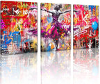Novatique Banksy Wall Art Graffiti Canvas Wall Art Abstract Street Painting Print Pop Art Wall Decor Modern Graffiti Art Print for Living Room Bedroom,20" x 28" x 3pcs