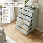GarveeHome Green Dresser, Modern 5 Drawer Dresser for Bedroom with Gold Handle and Large Drawer, Wood Double Chest of Drawers and Storage Organizer for Living Room, Hallway, Entryway