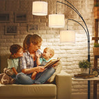 DLLT Modern Floor Lamp for Room: 3-Light Black Tree Dimmable Floor Lamps with White Shades for Living Room - Arc Standing Lamp for Bedroom - Tall Floor Lamp for Office Corner 3 LED Bulbs Included