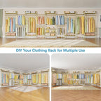 Timate U4 U Shape Garment Rack Heavy Duty Clothes Rack for Hanging Clothes, Expandable Industrial Pipe Clothing Rack Wall Mounted Closet Extra Large Closet Rack Walk in Closet System, Closet Kit Gold