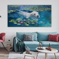 Dog Monet Wall Art with - Large Canvas Wall Art for Bedroom - Framed Landscape Pictures Decor - Classic Vintage Artwork for Living Room, Bedroom, or Office Paintings Wall Decor 24×48IN