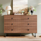 Modern Chest of Drawers with 6 Drawers,Deep Drawers,Clothes Organizer,Large Storage Cabinet for Living Room, Bedroom,Hallway,with Anti-Tipping Device,Brown