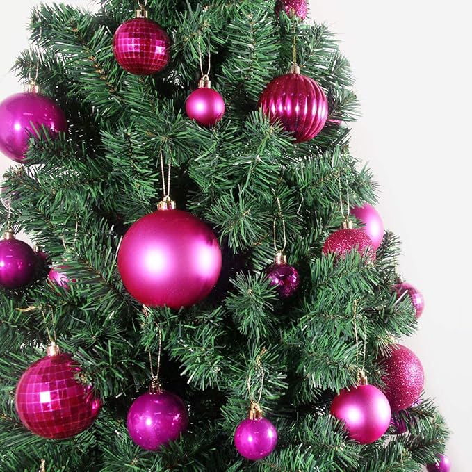 Fuchsia 3.2" Large Christmas Balls - Christmas Tree Decoration Ornaments Shatterproof Hanging Balls for Birthday Halloween Holiday Wedding Decorations Set of 18pcs