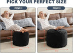 Pouf Ottoman Foot Stools with Foam Small Ottoman for Living Room Corduroy Ottomans Pouf 26x18 Floor Poufs Foot Rest for Chair Black Hassocks and Ottomans