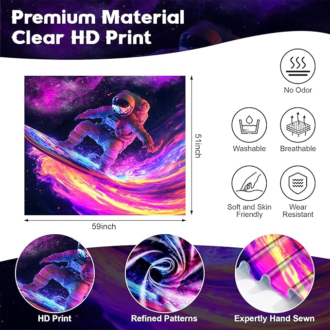 NYZE Astronaut Space Tapestry for Bedroom, Glow in the Dark Room Decor Wall Tapestries, Cool Galaxy Planet Wall Hanging, Wall Hanging for Men Guys Gamer Room Dorm Living Room 59in×51in